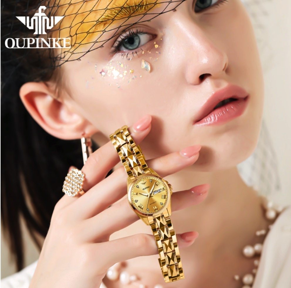 Hot Selling Fully Automatic Mechanical Women's Watch (Steel Strap Full Gold Women's)
