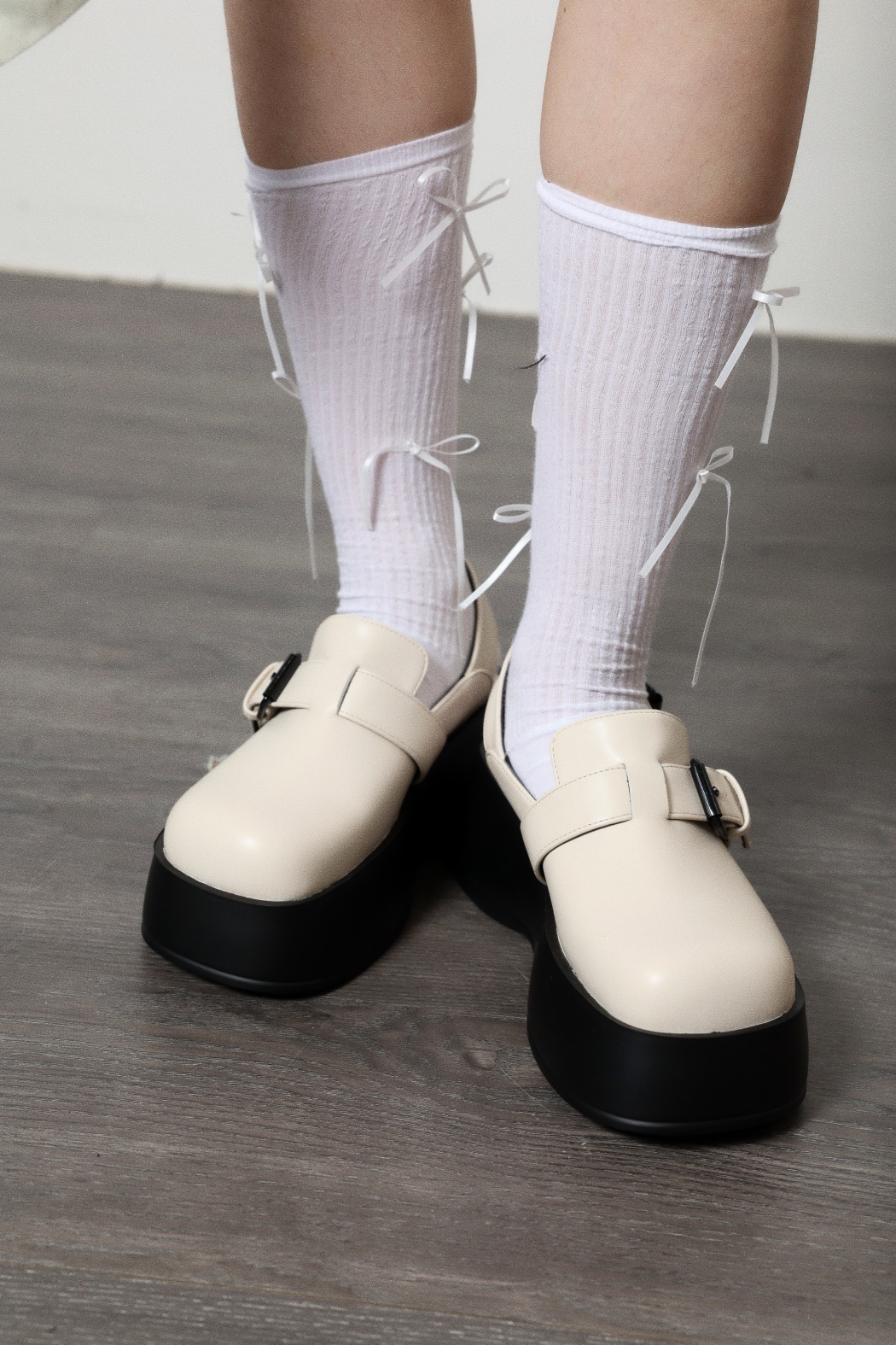 【穿拍樣品】厚底勃肯鞋-白