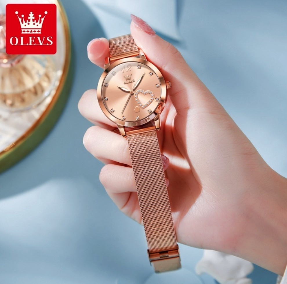 Hot Selling Oris Waterproof Quartz Women's Watch (Mesh Strap Rose Shell Pink Face Women)