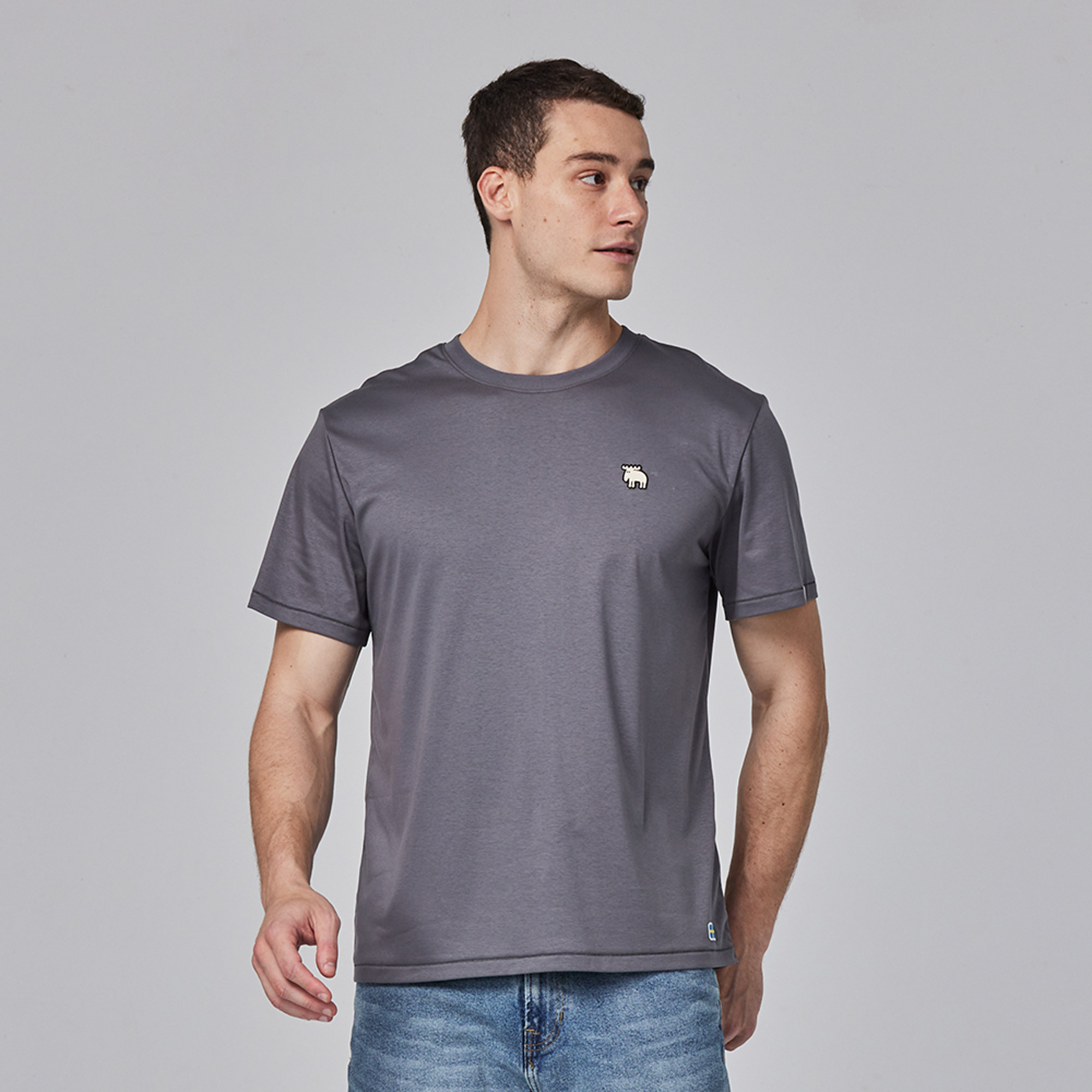 moz Sweden M-shaped moose comfortable glacier cotton 100% cotton cool stretch T-shirt