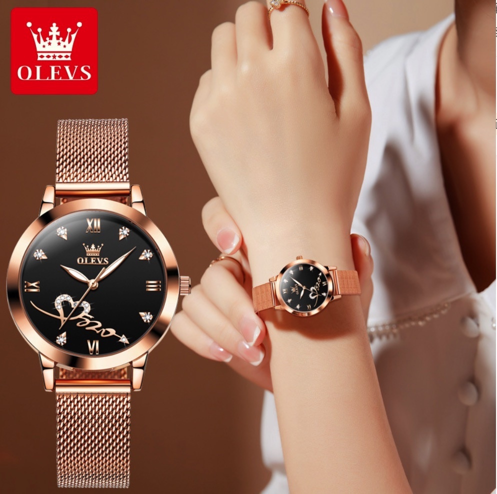 Hot Selling Oris Quartz Women's Watch (Mesh Belt Rose Shell Dark Side Women's)