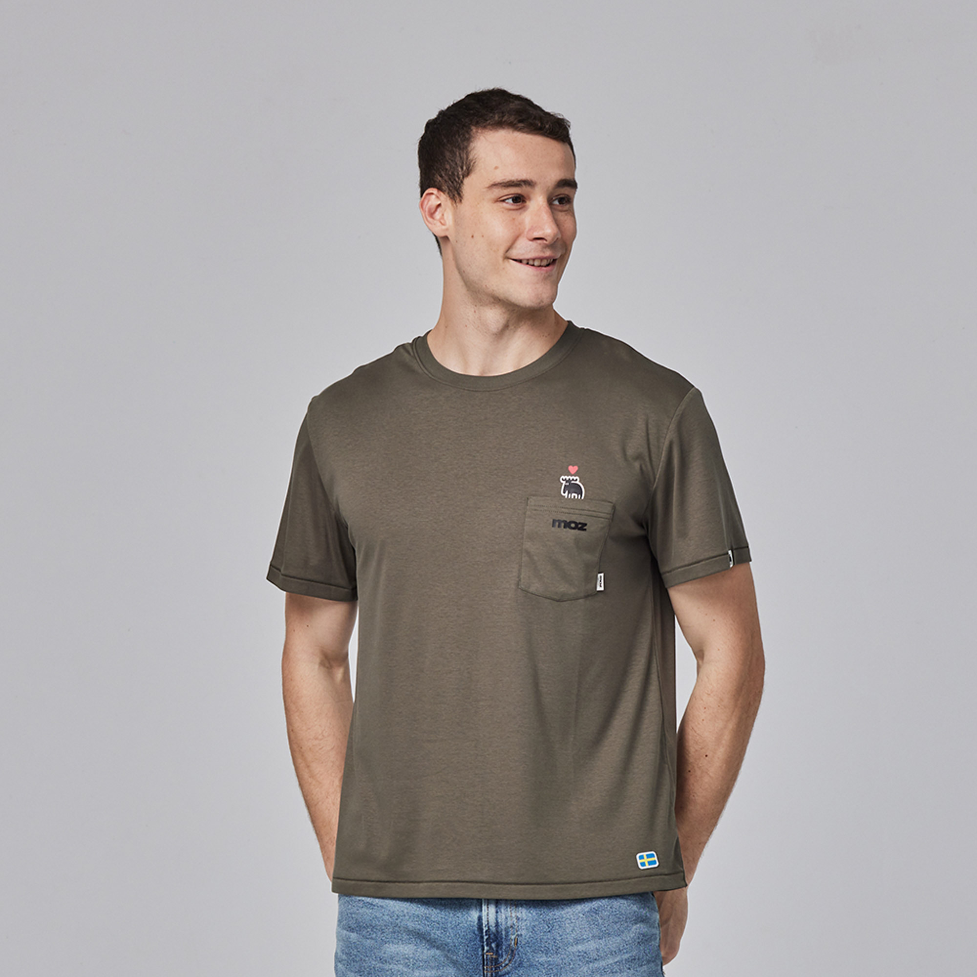 moz Sweden M-shaped moose comfortable glacier cotton 100% cotton cool stretch T-shirt