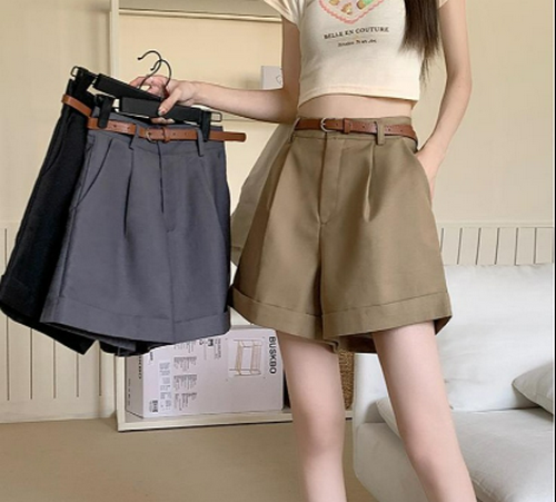 熱賣西裝短褲+腰帶【卡其色】【S-XL碼】（下單後請聯絡客服確認發貨尺碼）