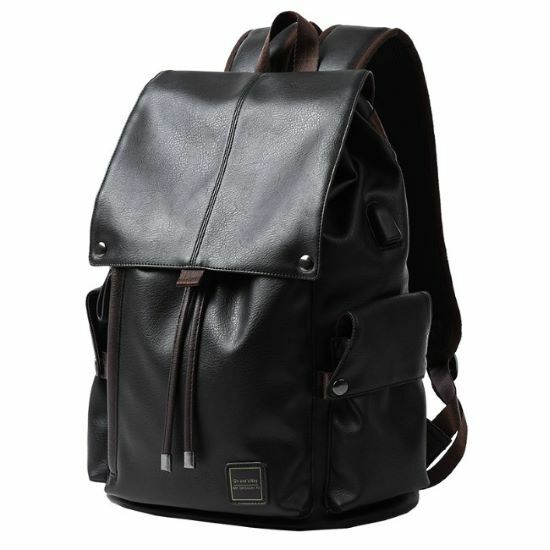 Hot Selling Leather Backpack Travel Computer Backpack School Bag [Black]