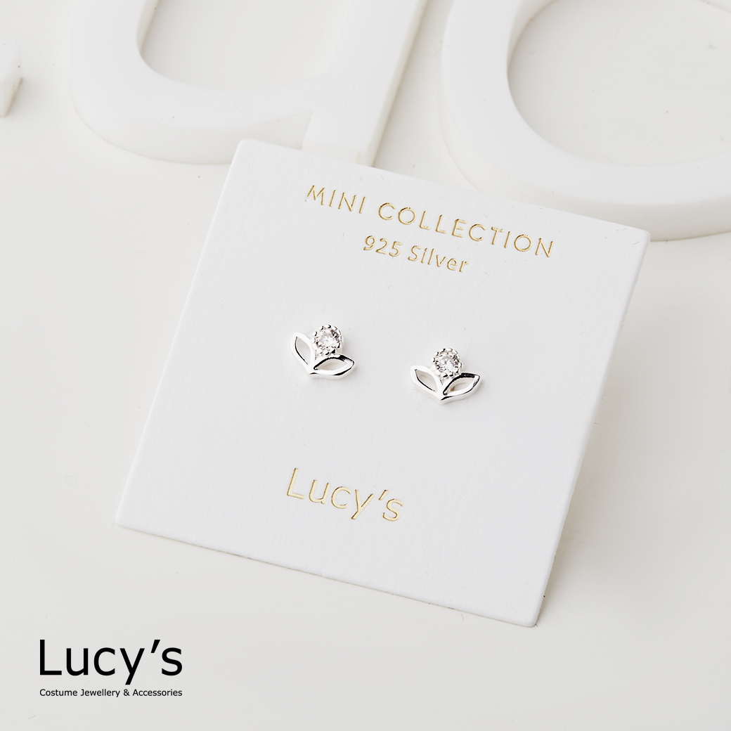 925純銀〔輕銀系列〕花苞單鑽 耳環 (114261)