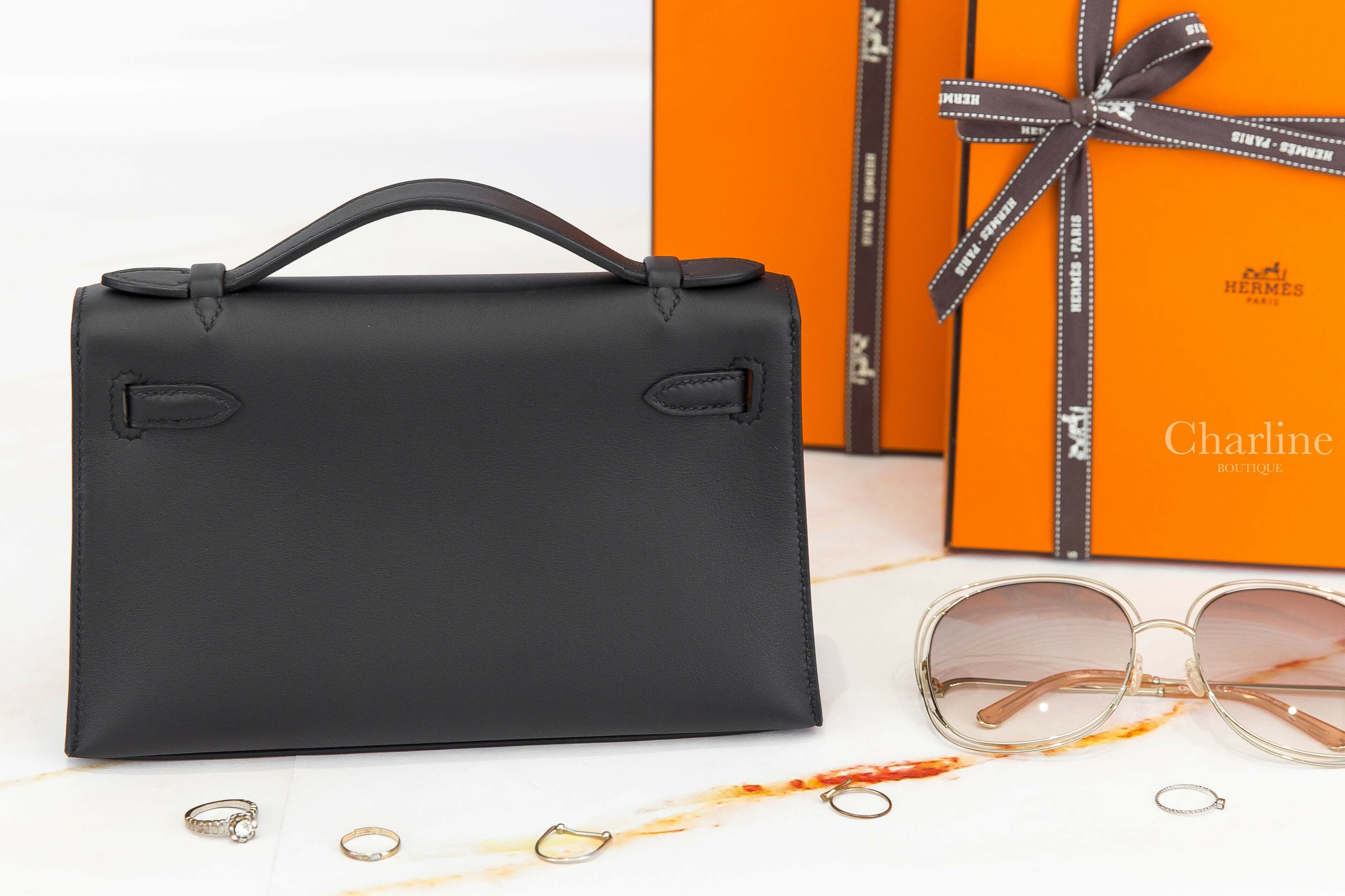 Hermès Mini Kelly I 89 Noir Swift B刻黑色金釦迷你凱莉包-Charline Boutique 精品代購
