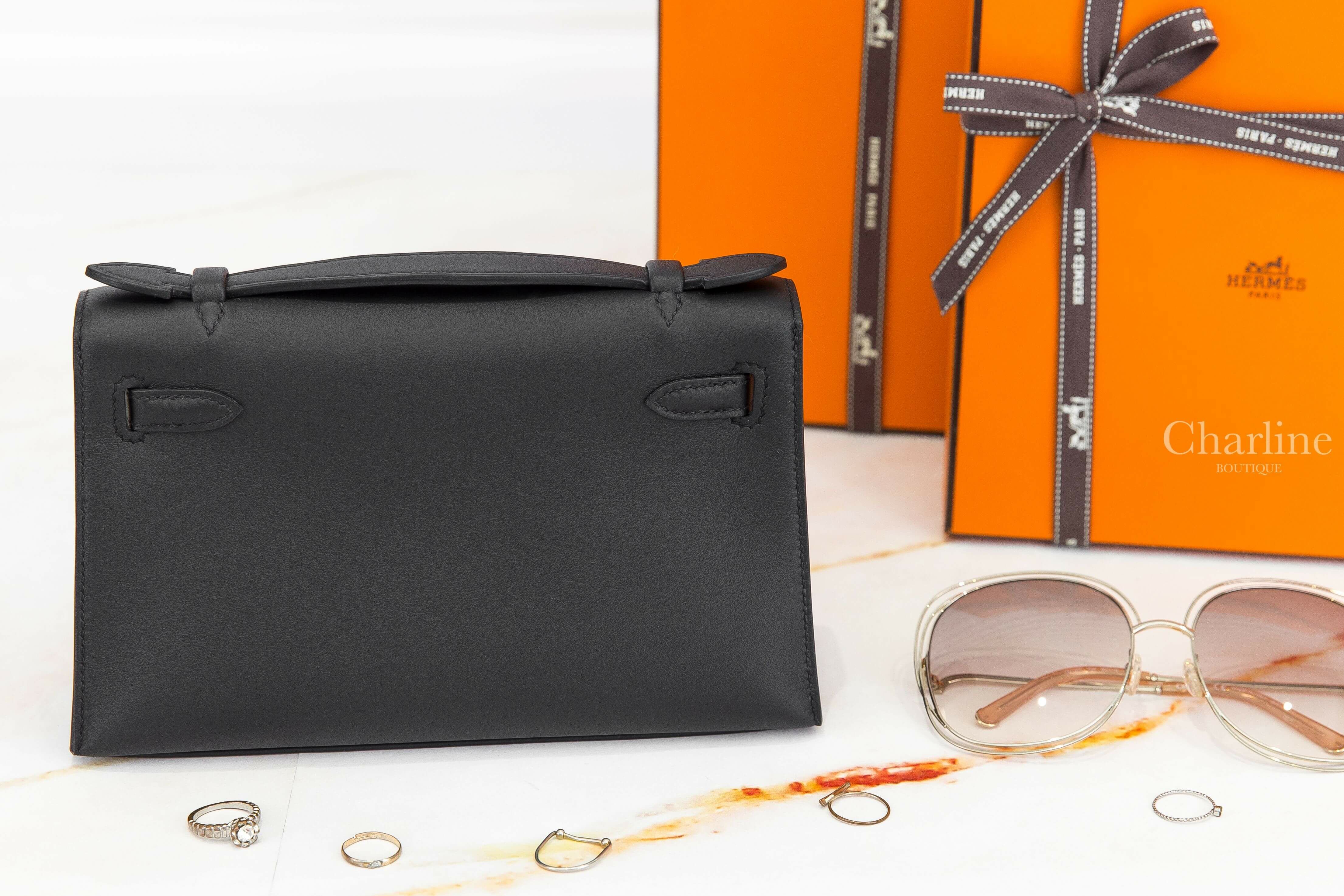 Hermès Mini Kelly I 89 Noir Swift B刻黑色金釦迷你凱莉包-Charline Boutique 精品代購