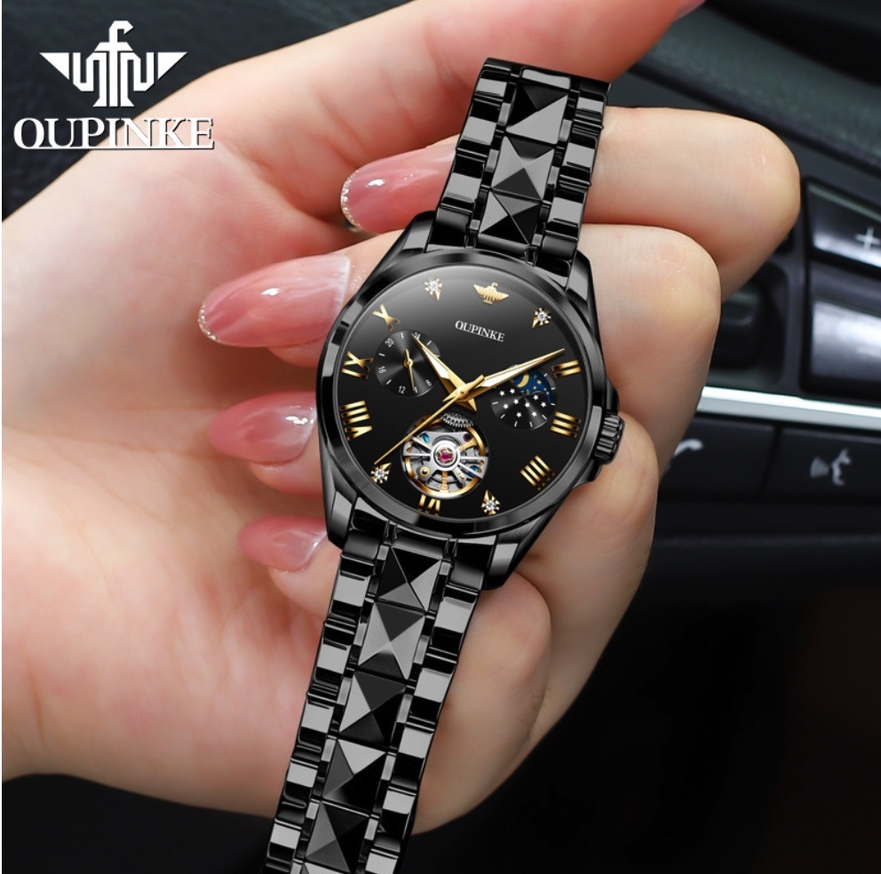 Hot Selling Fully Automatic Mechanical Women's Watch (Steel Band All Black Women's)