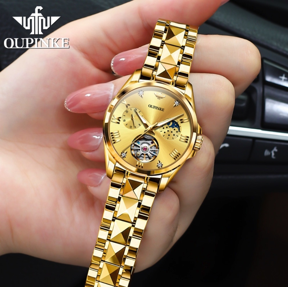 Hot Selling Fully Automatic Mechanical Women's Watch (Steel Strap Full Gold Women's)
