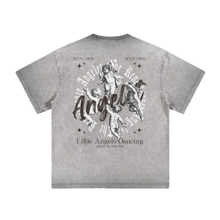 XCTRL 小天使飛舞水洗短T-淺灰