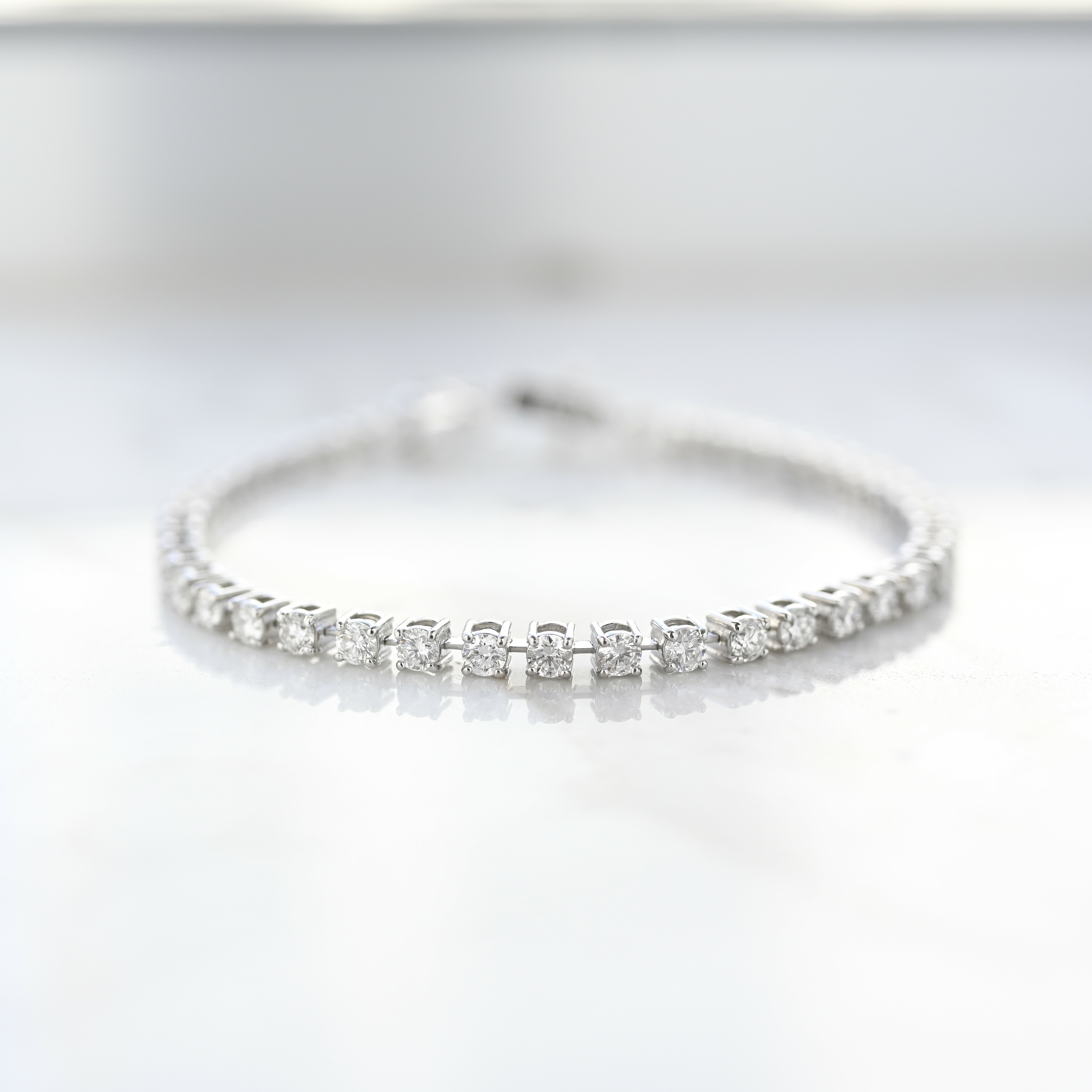 18K Four Prong 2.8mm 3.36ct Diamond Tennis Bracelet