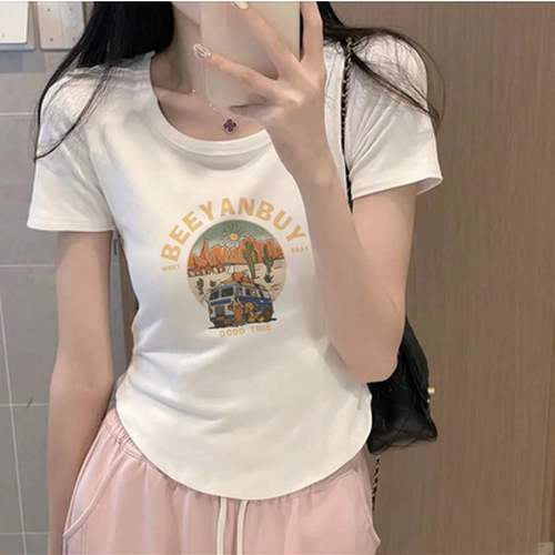 Hot selling right shoulder short-sleeved T-shirt [White] [S-XL size] (please contact customer service to confirm the delivery size after placing the order)