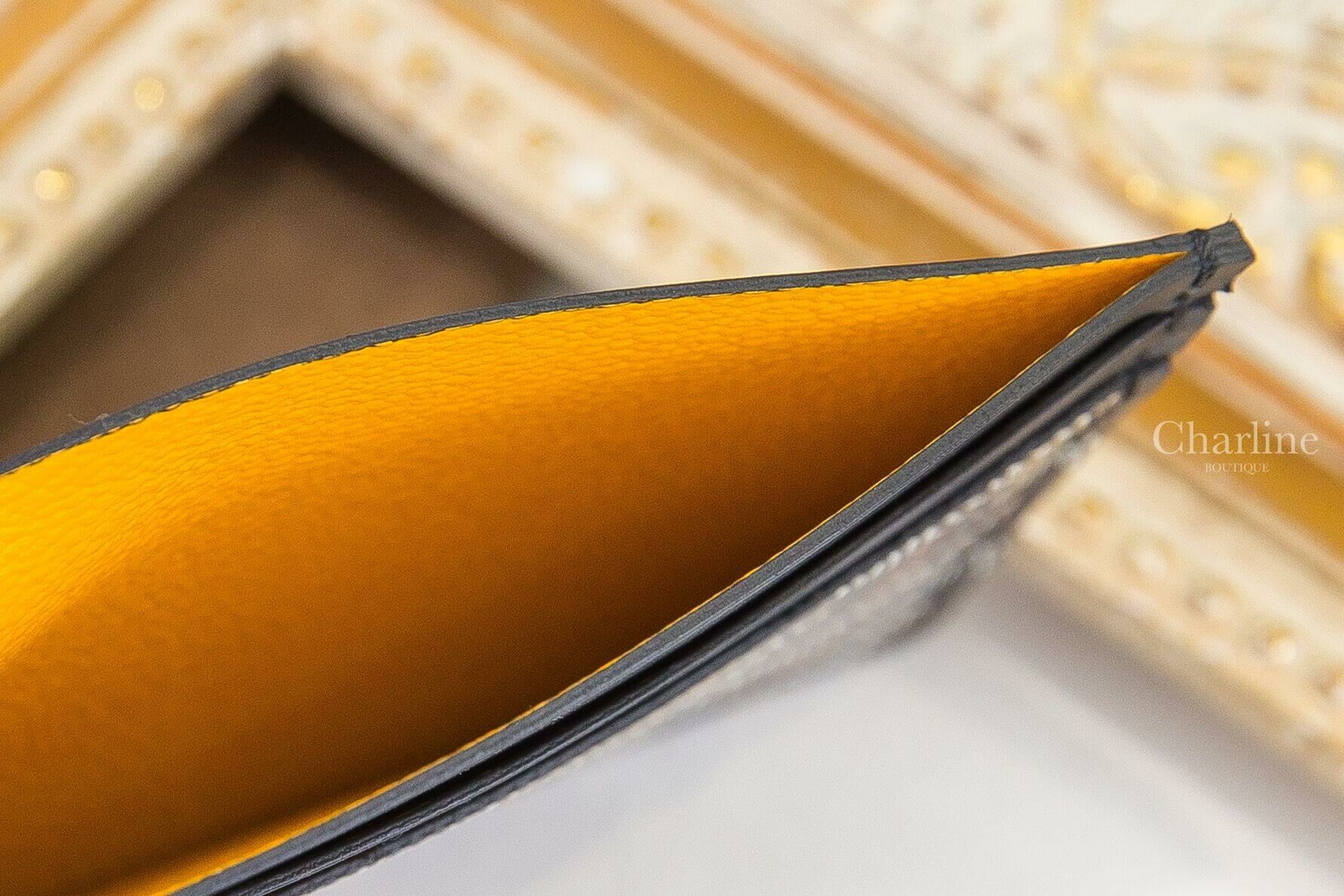 Goyard Saint-Sulpice Card Wallet 黑色小牛皮拼黃色夾層內裡卡片夾-Charline Boutique 精品代購