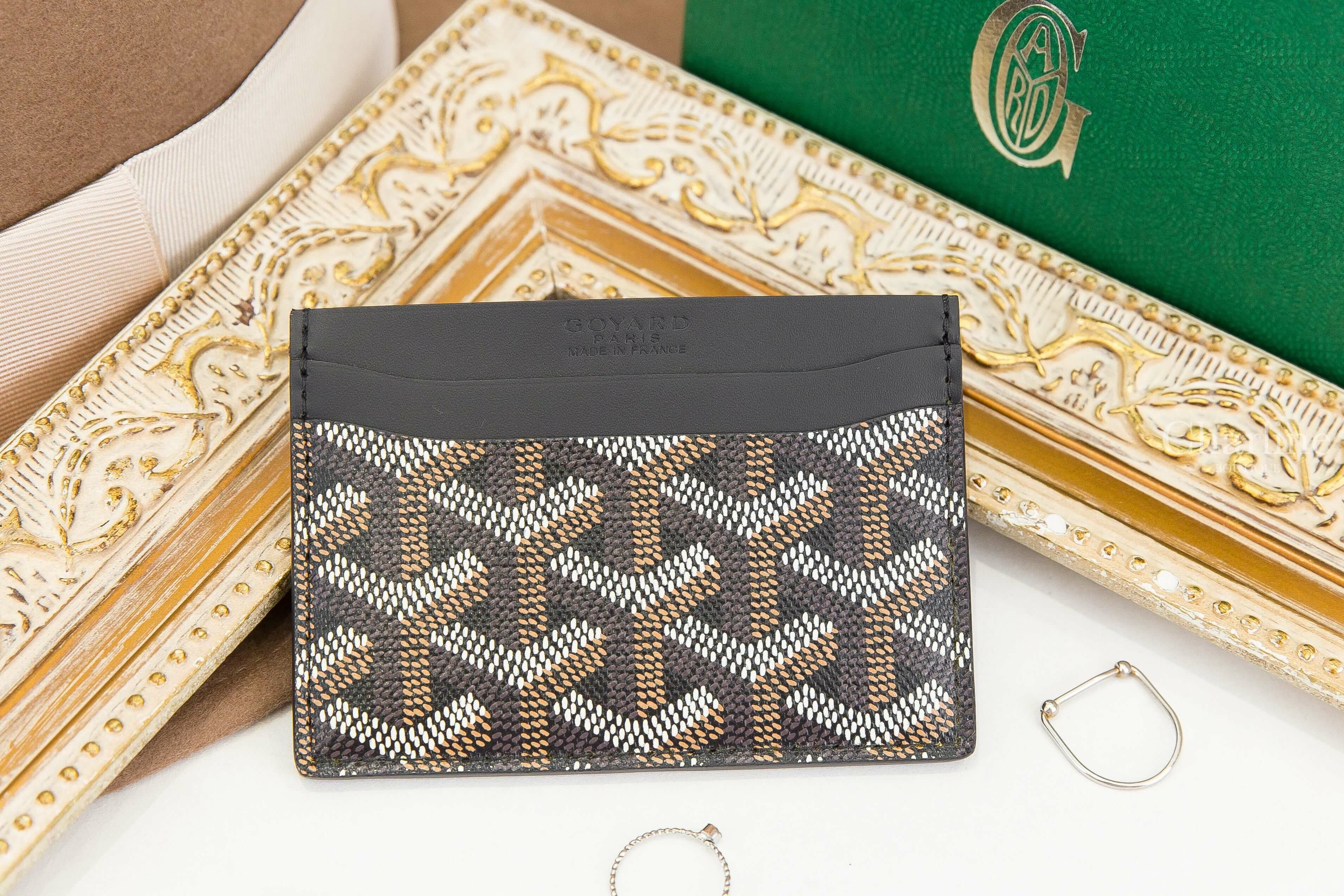 Goyard Saint-Sulpice Card Wallet 黑色小牛皮拼黃色夾層內裡卡片夾-Charline Boutique 精品代購