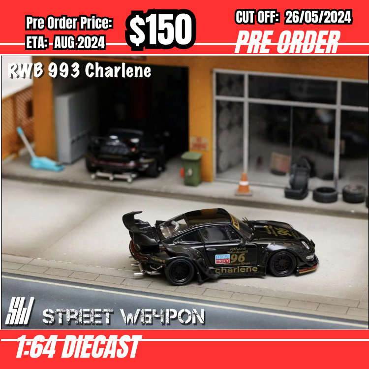 PO-$150 * Street Weapon * 1:64 RWB993 Charlene Black #96 GT Wing [OD14/05]