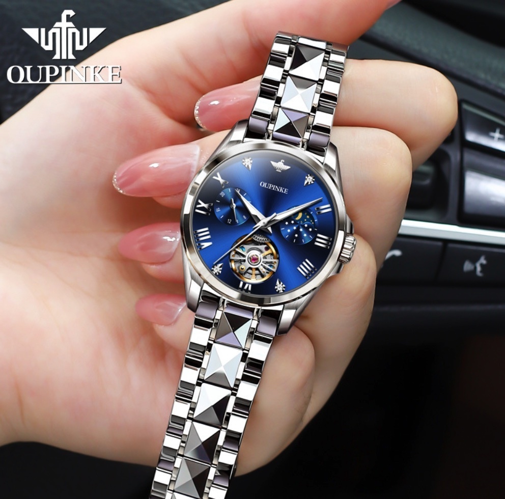 Hot Selling Fully Automatic Mechanical Women's Watch (Steel Strap Original Blue Women's)