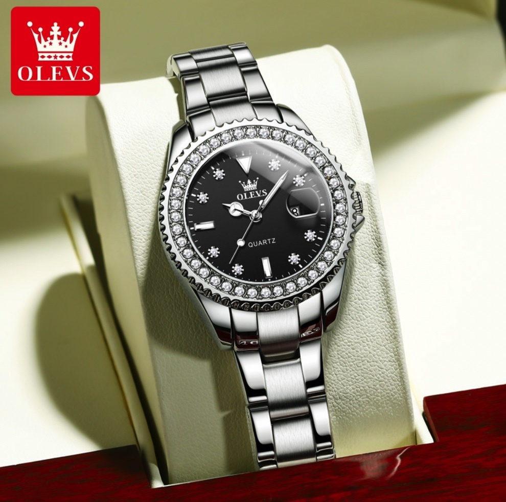 Hot Selling Oris Diamond Simple Niche Women's Watch (Steel Strap Black Female)
