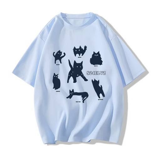 Hot selling short-sleeved T-shirt [Ocean Blue] [XS-2XL size] (please contact customer service to confirm the delivery size after placing the order)