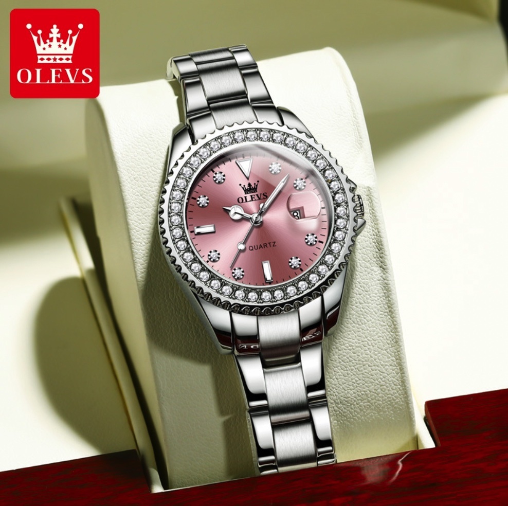 Hot Selling Oris Diamond Simple Niche Women's Watch (Steel Strap Pink Female)