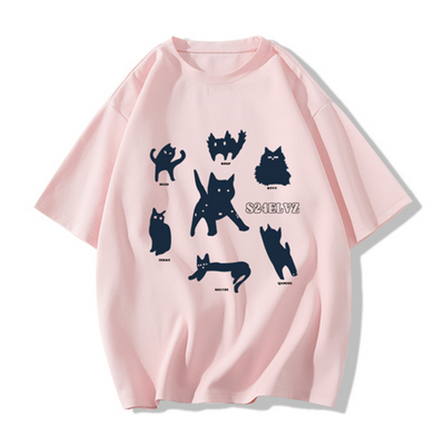 Hot selling short-sleeved T-shirt [Pink] [XS-2XL size] (please contact customer service to confirm the delivery size after placing the order)
