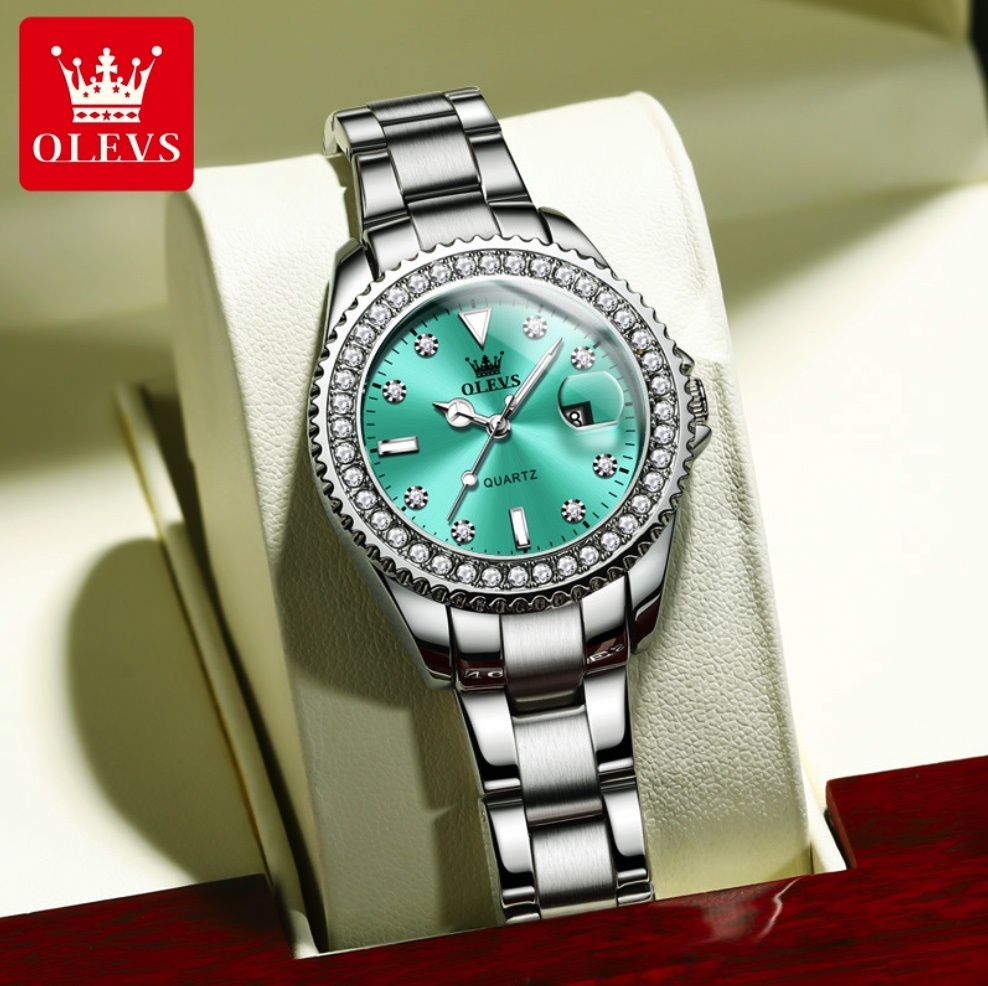 Hot selling Oris diamond-set simple niche women's watch (steel strap light blue face for women)
