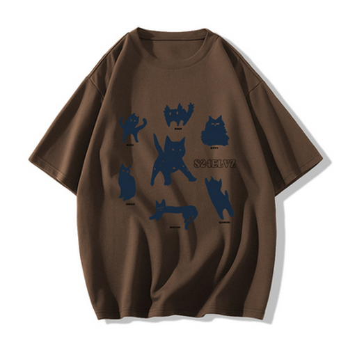 Hot selling short-sleeved T-shirt [American brown] [XS-2XL size] (please contact customer service to confirm the delivery size after placing the order)