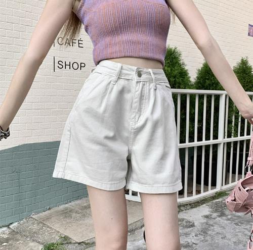 熱賣牛仔短褲【杏色】【S-L碼】（下單後請聯絡客服確認發貨尺碼）
