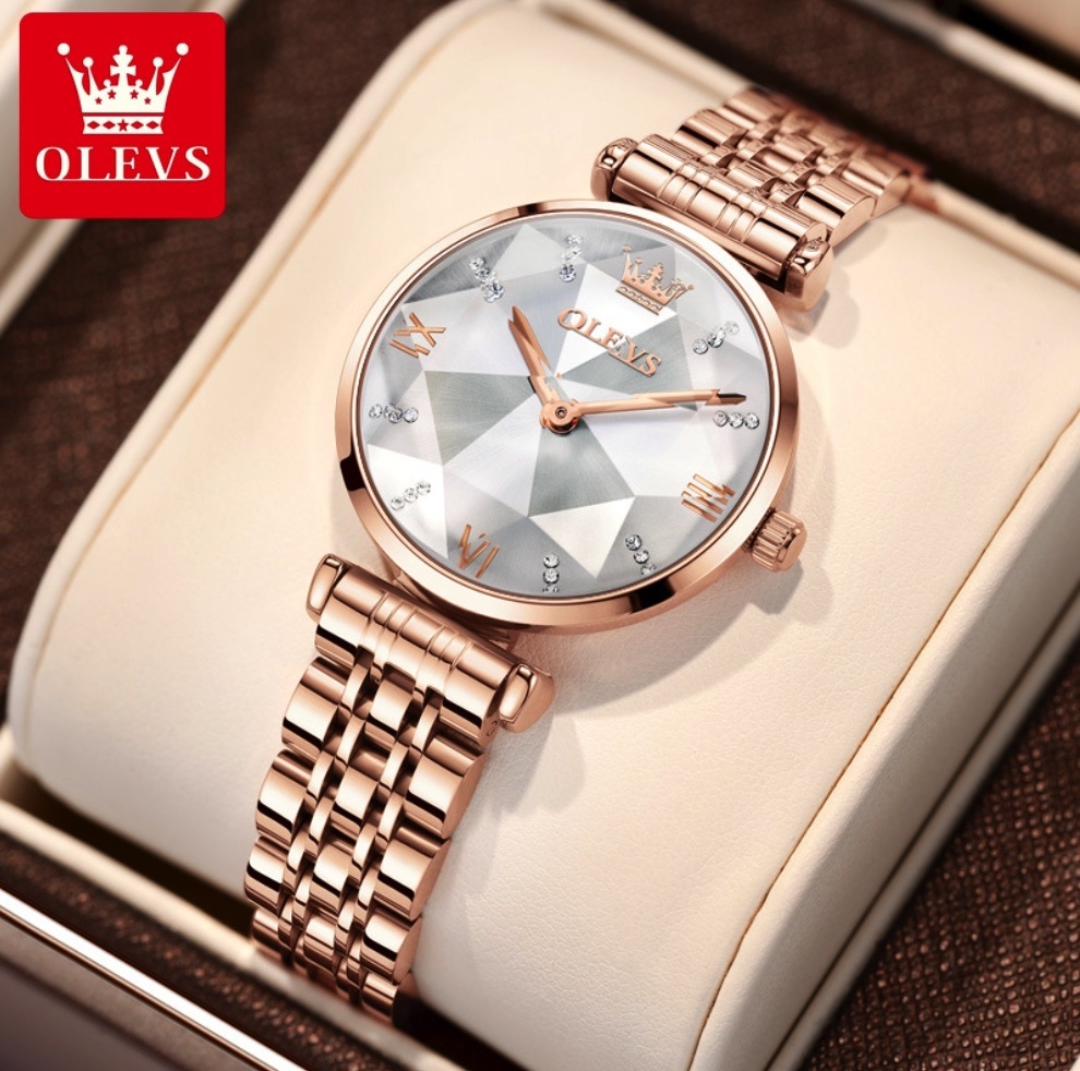 Hot selling Oris waterproof quartz watch for women (steel band, rose gold, white face, women's watch)