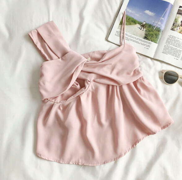 Irregular Kink Sleeveless Suspenders (Pink) [One Size]