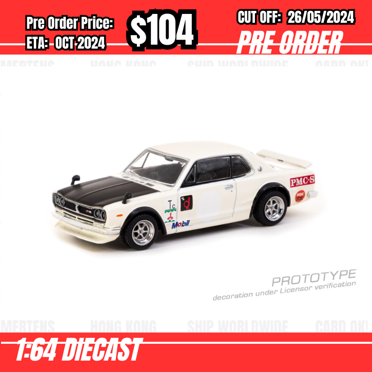 PO-$104 * Tarmac * 1:64 Nissan Skyline 2000 GT-R (KPGC10) White Lamley Special Edition [OD14/05]