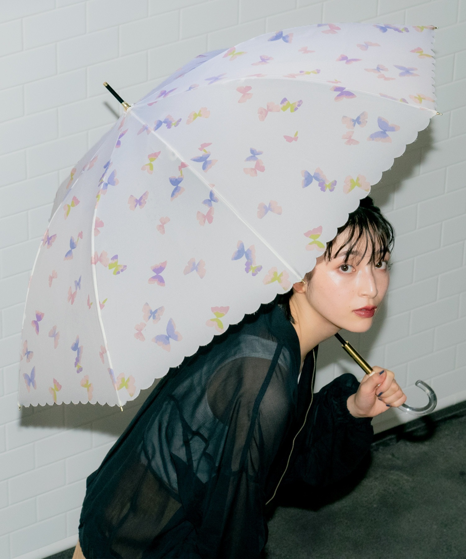 Wpc. 波浪邊蝴蝶長遮