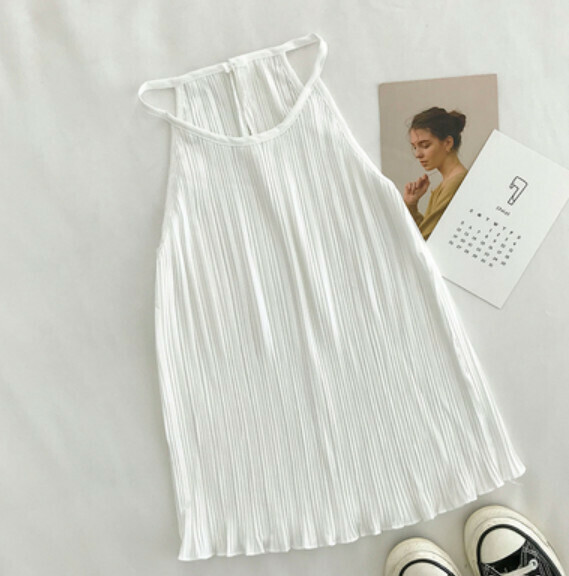 Solid color versatile halterneck sling (white) [one size]