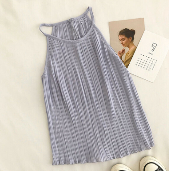 Solid color versatile halterneck sling (gray) [one size]