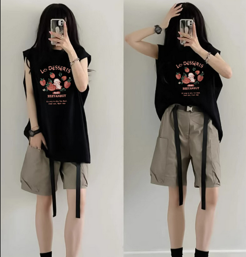 Hot selling sleeveless waistcoat T-shirt [Black] [M-XL size] (please contact customer service to confirm the delivery size after placing the order)