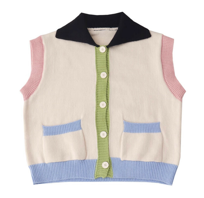 Hot Selling Lapel Single Breasted Knitted Vest [Apricot] [One Size Fits All]
