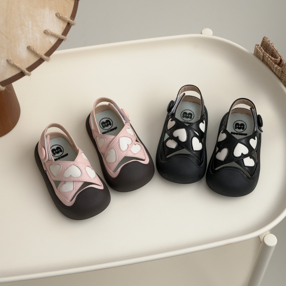 Heart in pink and black shoes