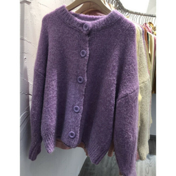 Loose and thickened knitted sweater [purple] [can be worn up to 150 pounds in one size]