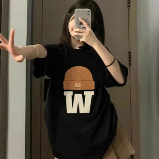 爆款純棉印花女T恤（黑色S-4XL下單後聯絡客服確認發貨尺碼）