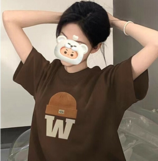 爆款純棉印花女T恤（咖啡色S-4XL下單後聯絡客服確認發貨尺碼）