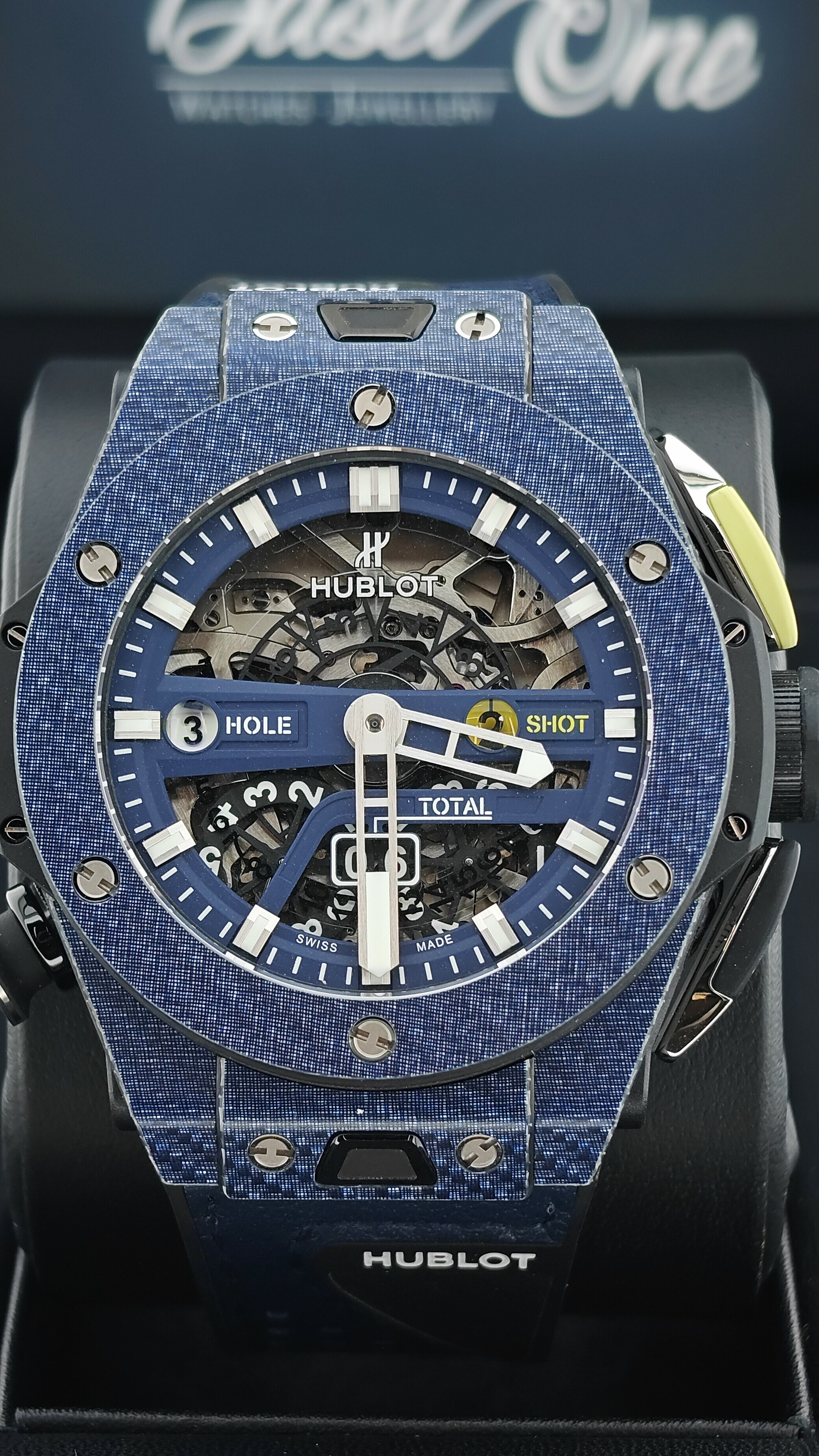 BRAND NEW HUBLOT 416.YE.1120.VR BIG BANG UNICO GOLF SKY BLUE CARBON 45 MM boutique exclusive limited 100 pcs