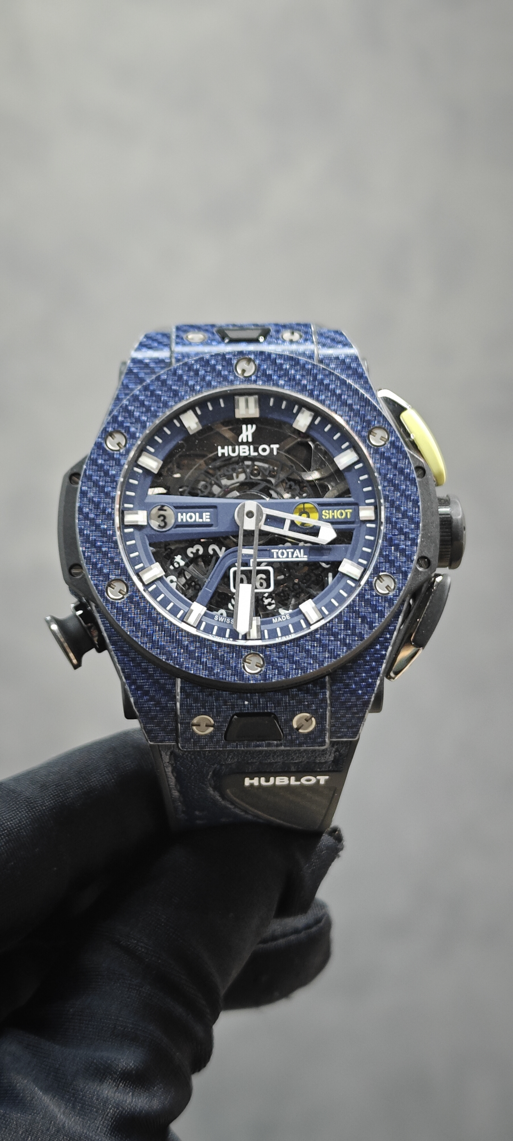 BRAND NEW HUBLOT 416.YE.1120.VR BIG BANG UNICO GOLF SKY BLUE CARBON 45 MM boutique exclusive limited 100 pcs