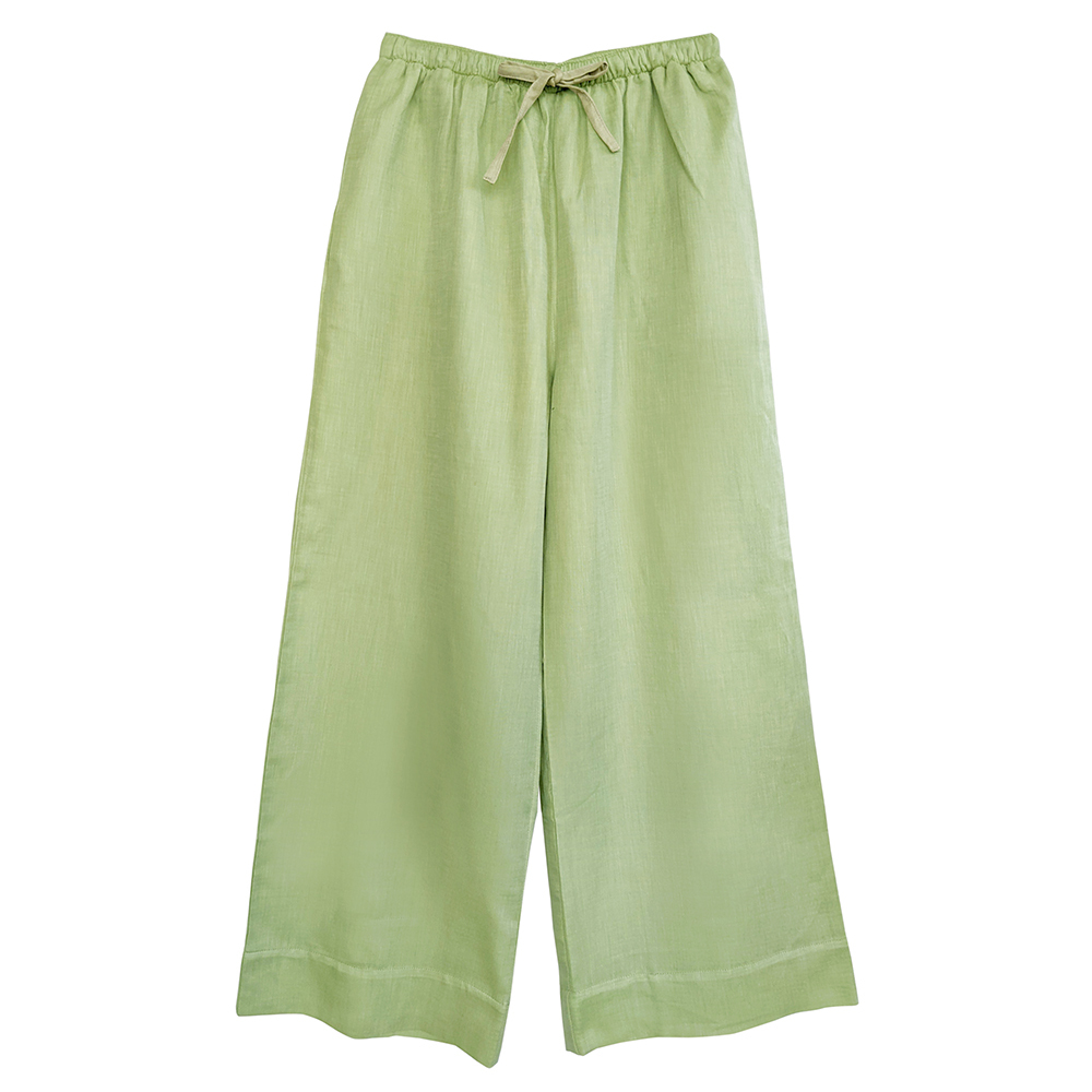 有機棉柔紗寬口褲-銅綠 | 藍天畫布有機棉