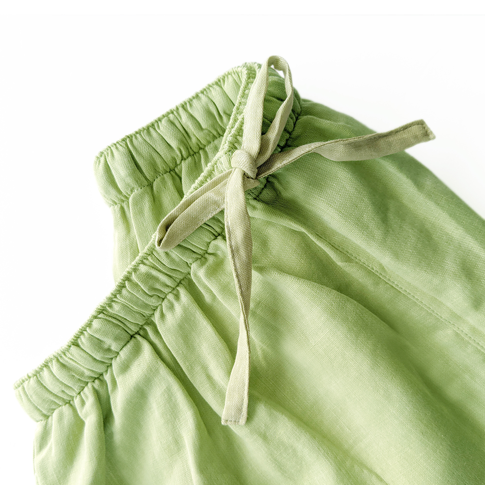 有機棉柔紗寬口褲-銅綠 | 藍天畫布有機棉