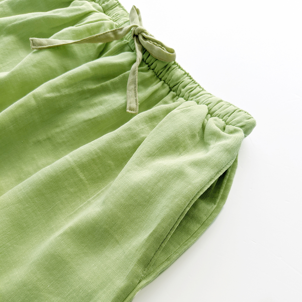 有機棉柔紗寬口褲-銅綠 | 藍天畫布有機棉