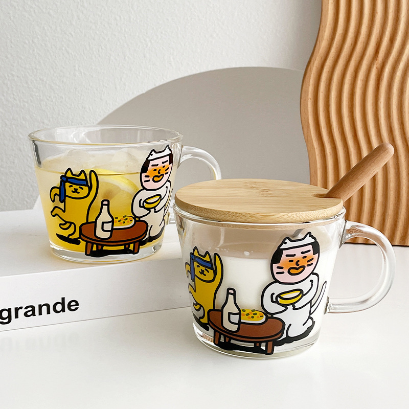 《51470》一起喝燒酒貓咪玻璃杯/350ml