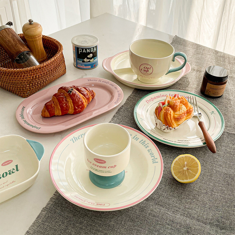 《4191》韓系少女心粉嫩字母陶瓷碗盤組