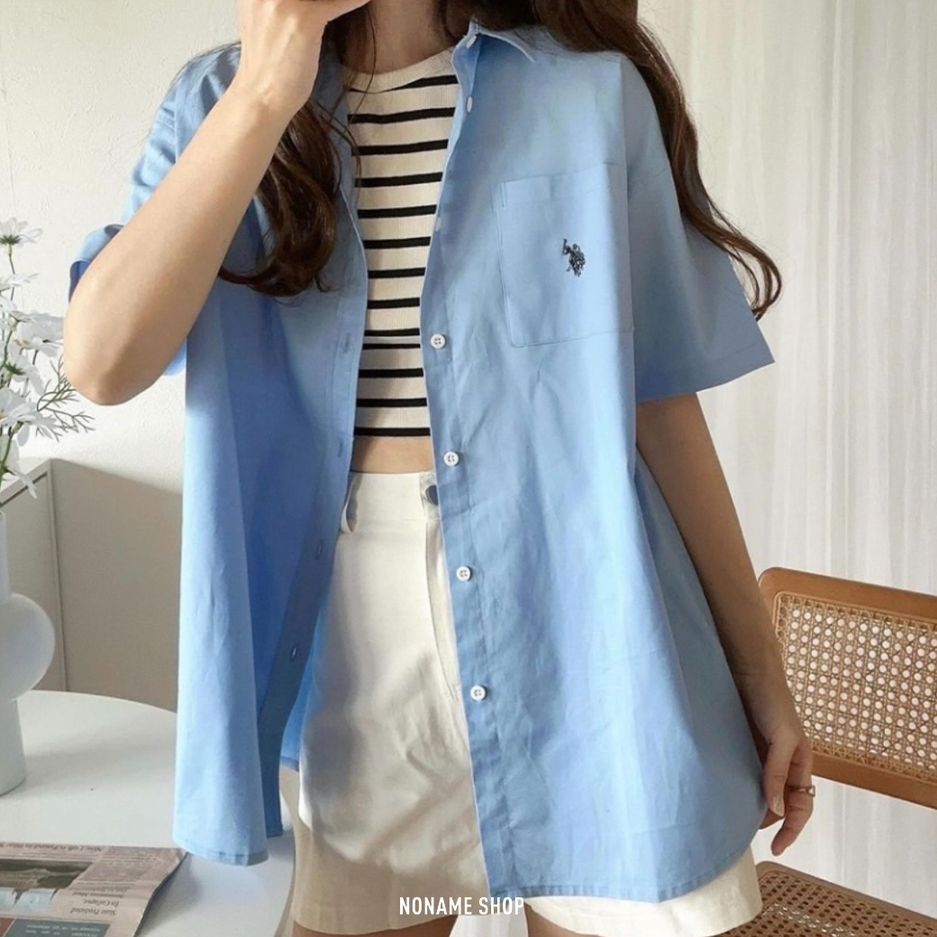 U.S.POLO ASSN. 短袖 襯衫 小LOGO 五色 (女款)