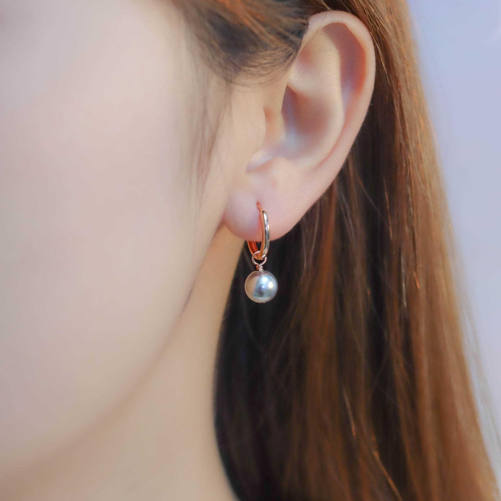 | 925 Silver・White Gold・Rose Gold・Pearl | Black Romance Earrings（Silver / Rose Gold） | EA0749 |