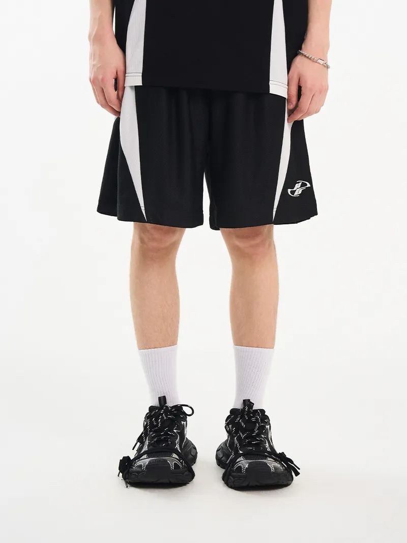 Harsh and Cruel 24SS 美式復古透氣網布拼接五分短褲 HL242061179