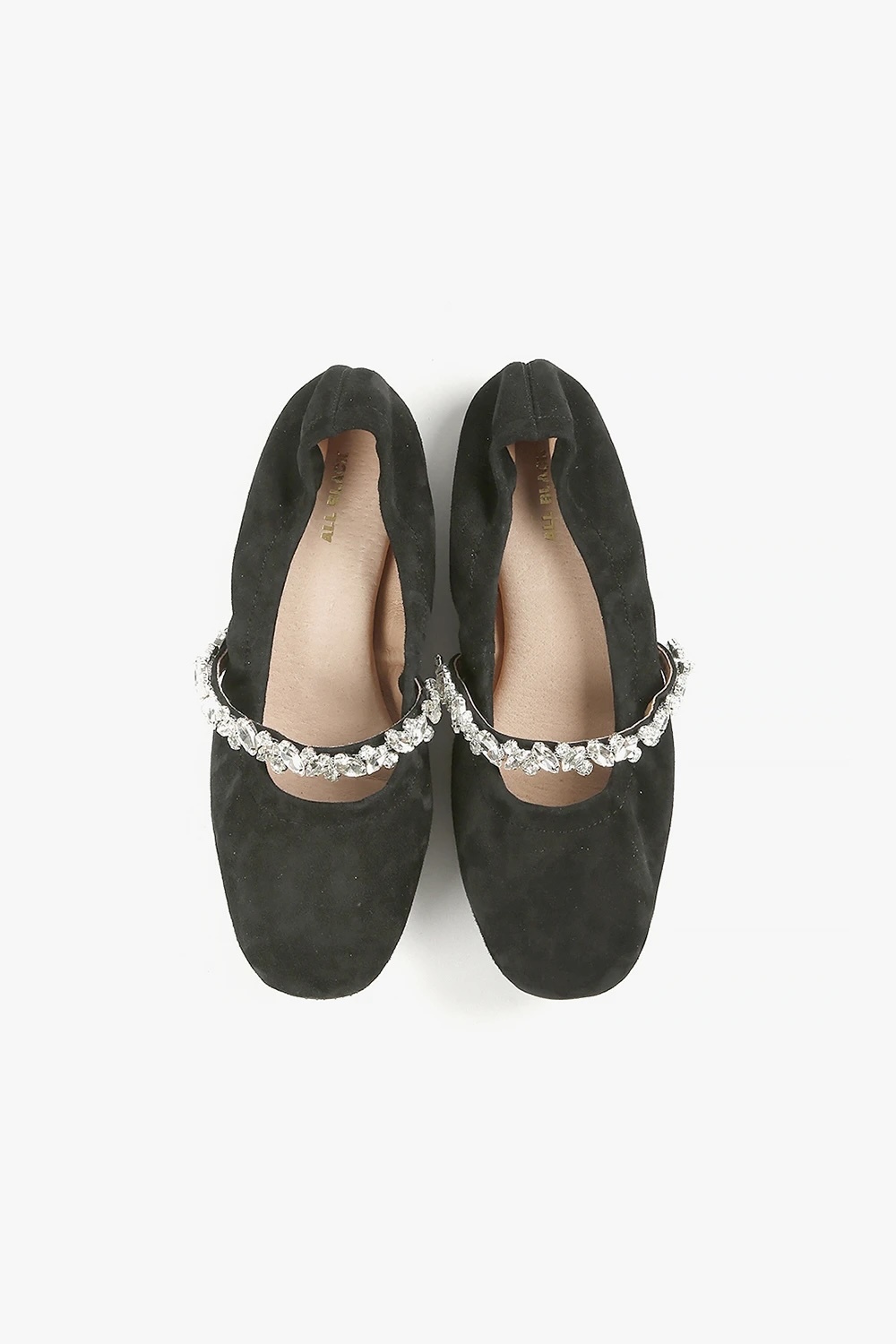 Coco Ballet II 鑽帶圓頭麂皮芭蕾鞋